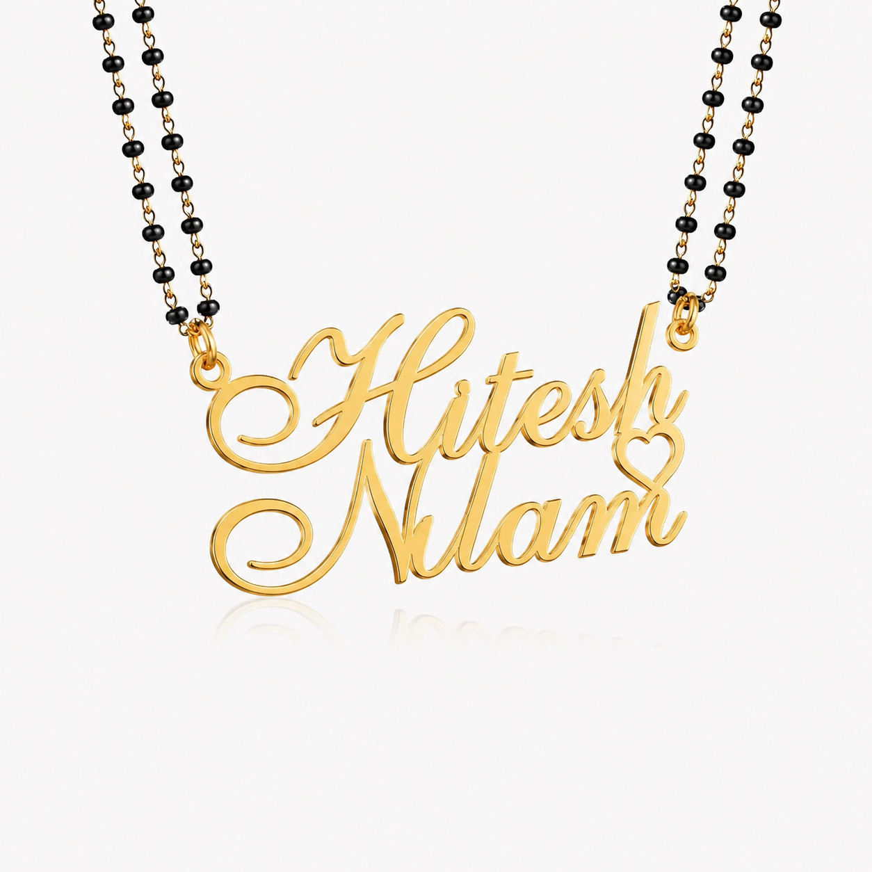 Personalized Double Name Mangalsutra with Mini Heart Design