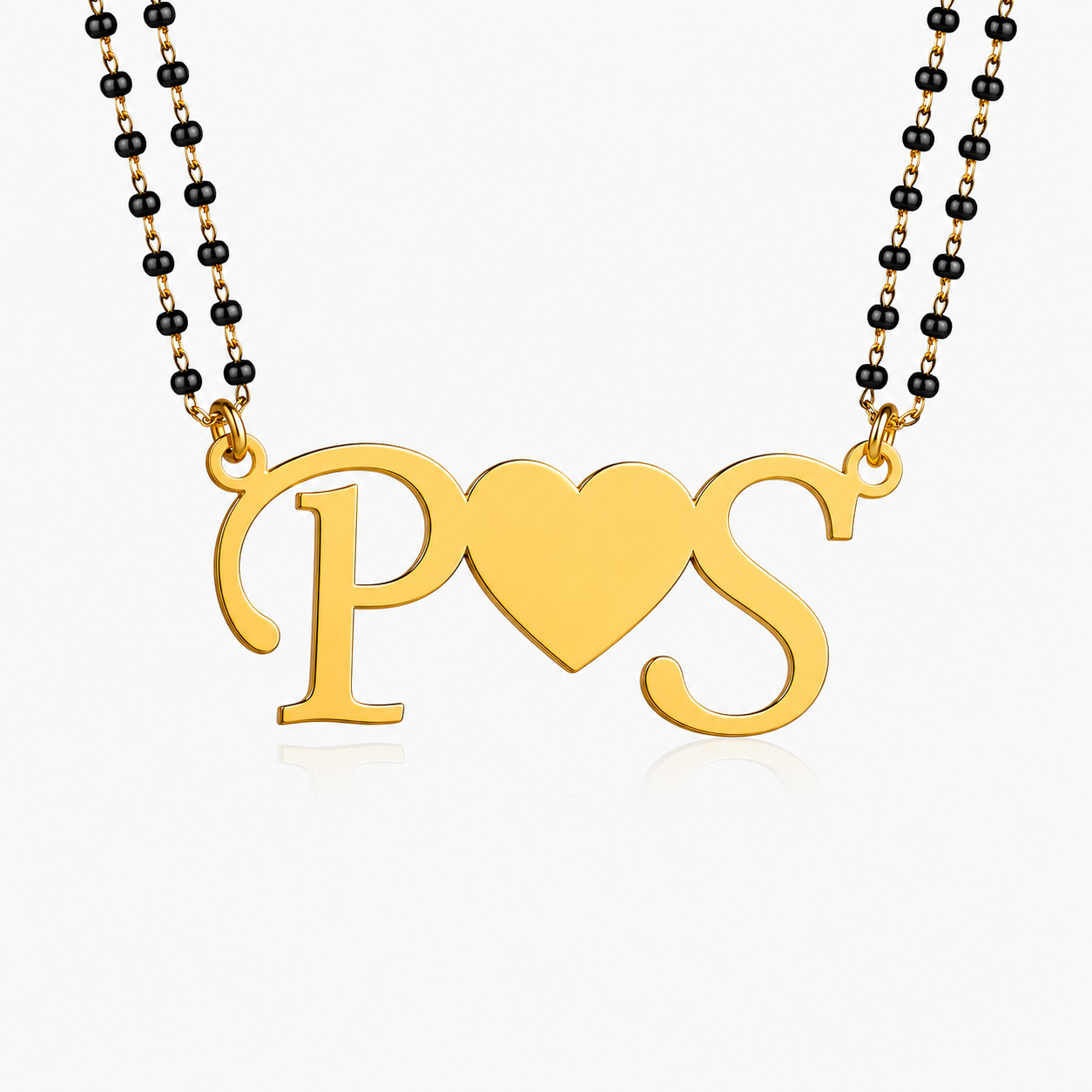 Personalized Initial Heart Mangalsutra Necklace for Couples