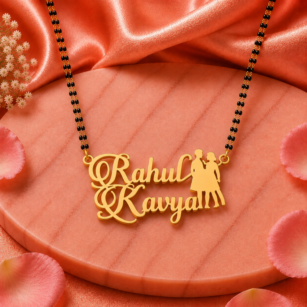 Personalized Couple Name Mangalsutra with Standing Couple Design