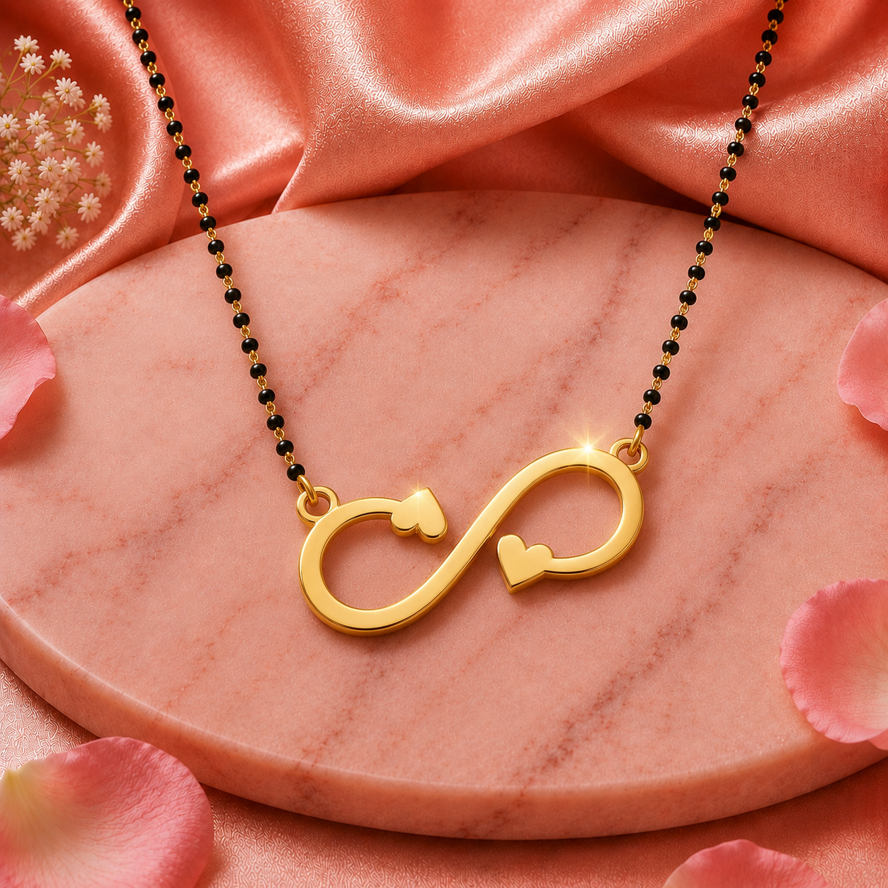 Double Heart Infinity Mangalsutra Necklace for Women