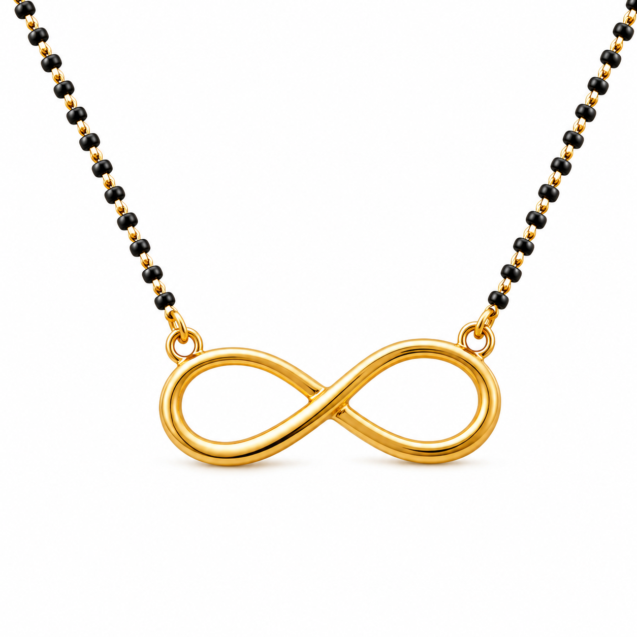 Infinity Mangalsutra Necklace for Women | Gold Tone Black Beads