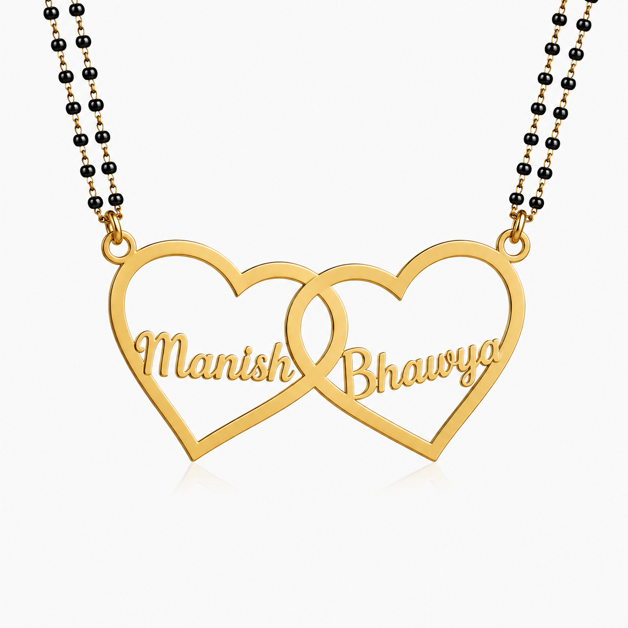 Personalized Interlocking Heart Couple Name Mangalsutra Necklace