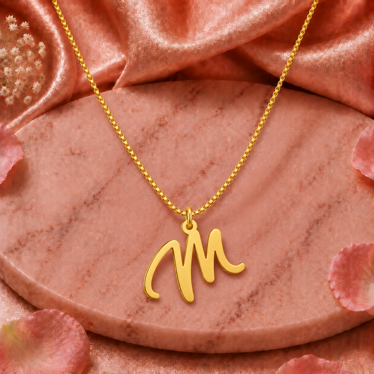 personalized cursive initial latter pendant necklace
