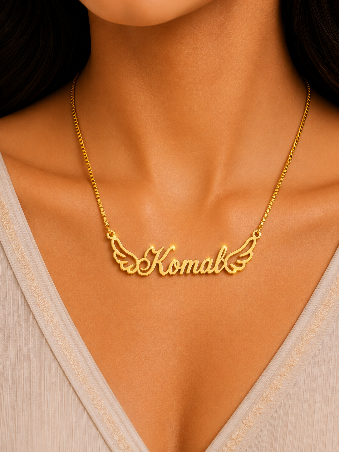 Personalized Angel Wings Nameplate Necklace