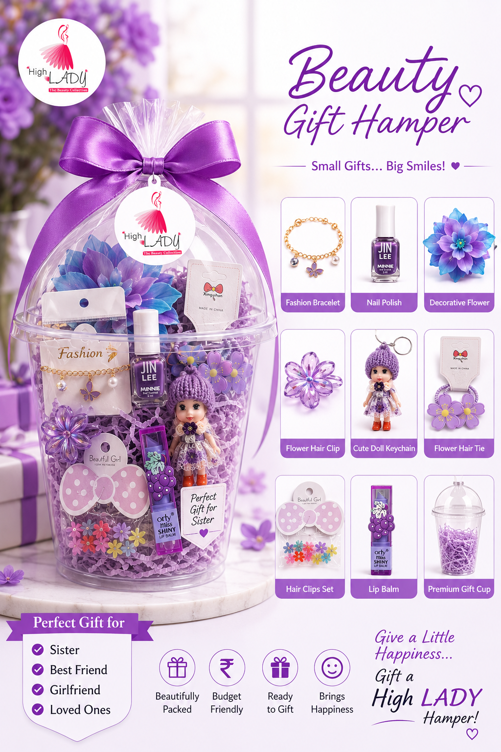 High Lady Cup Gift Hamper | Trendy Beauty & Accessories Shake Cup for Girls