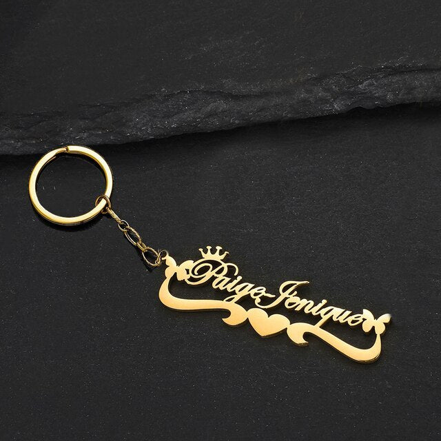 Personalized Royal Couple Name Keychain