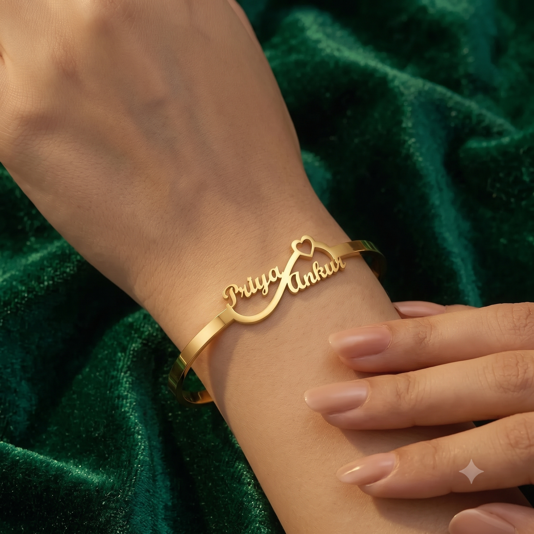 Personalized Couple Name Bracelet for Women | Gold Finish