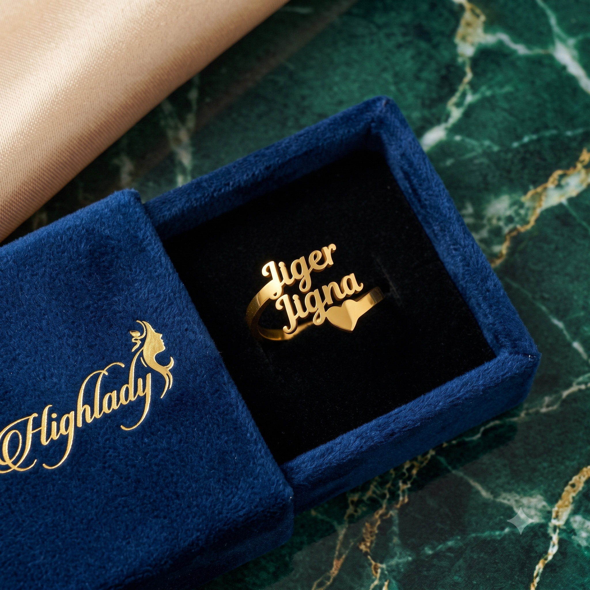 Personalized Two-Name Heart Bypass Ring