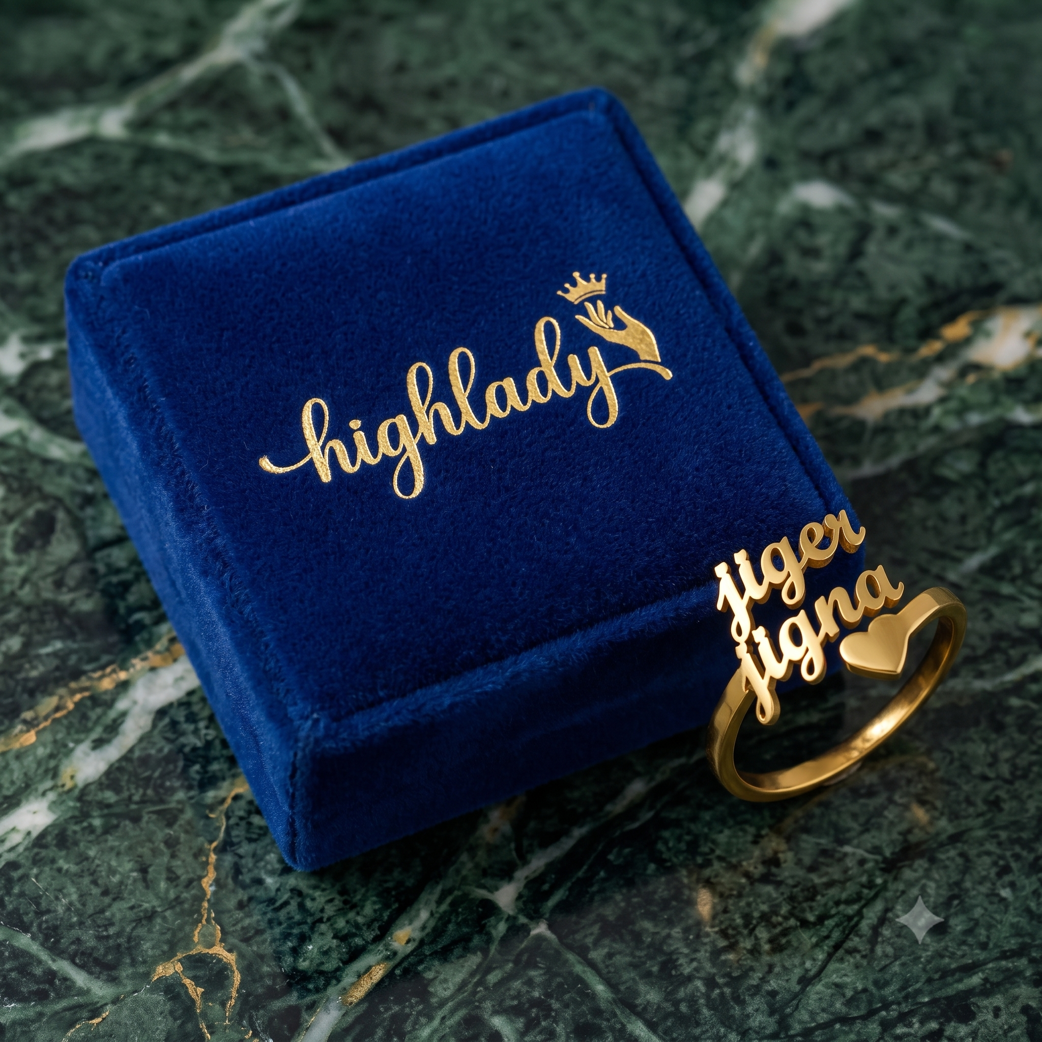 Personalized Two-Name Heart Bypass Ring