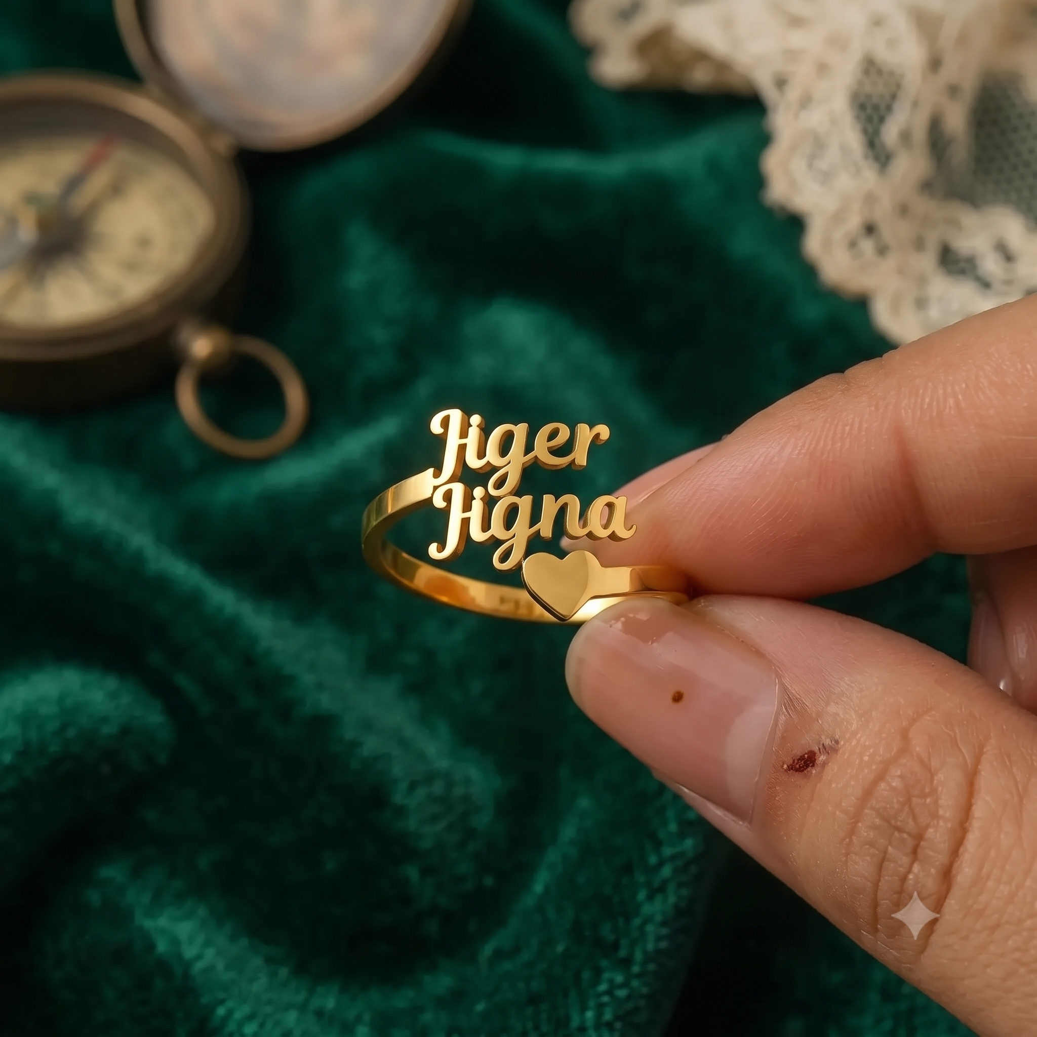 Personalized Two-Name Heart Bypass Ring