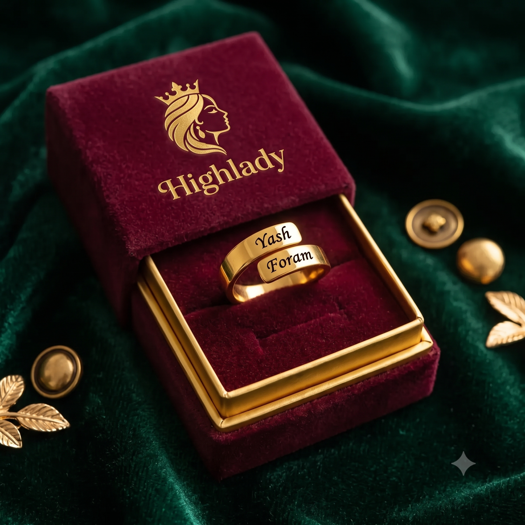 Personalized Two-Name Engraved Wrap Ring