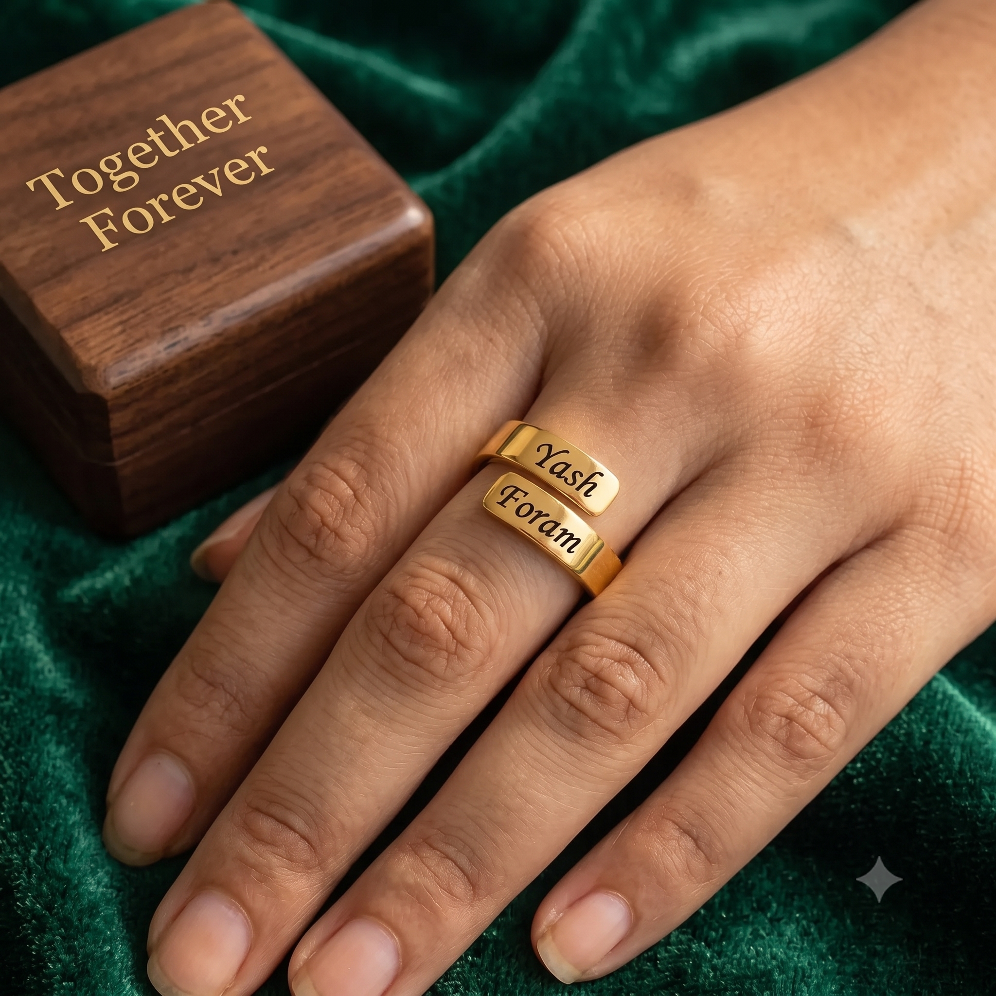Personalized Two-Name Engraved Wrap Ring