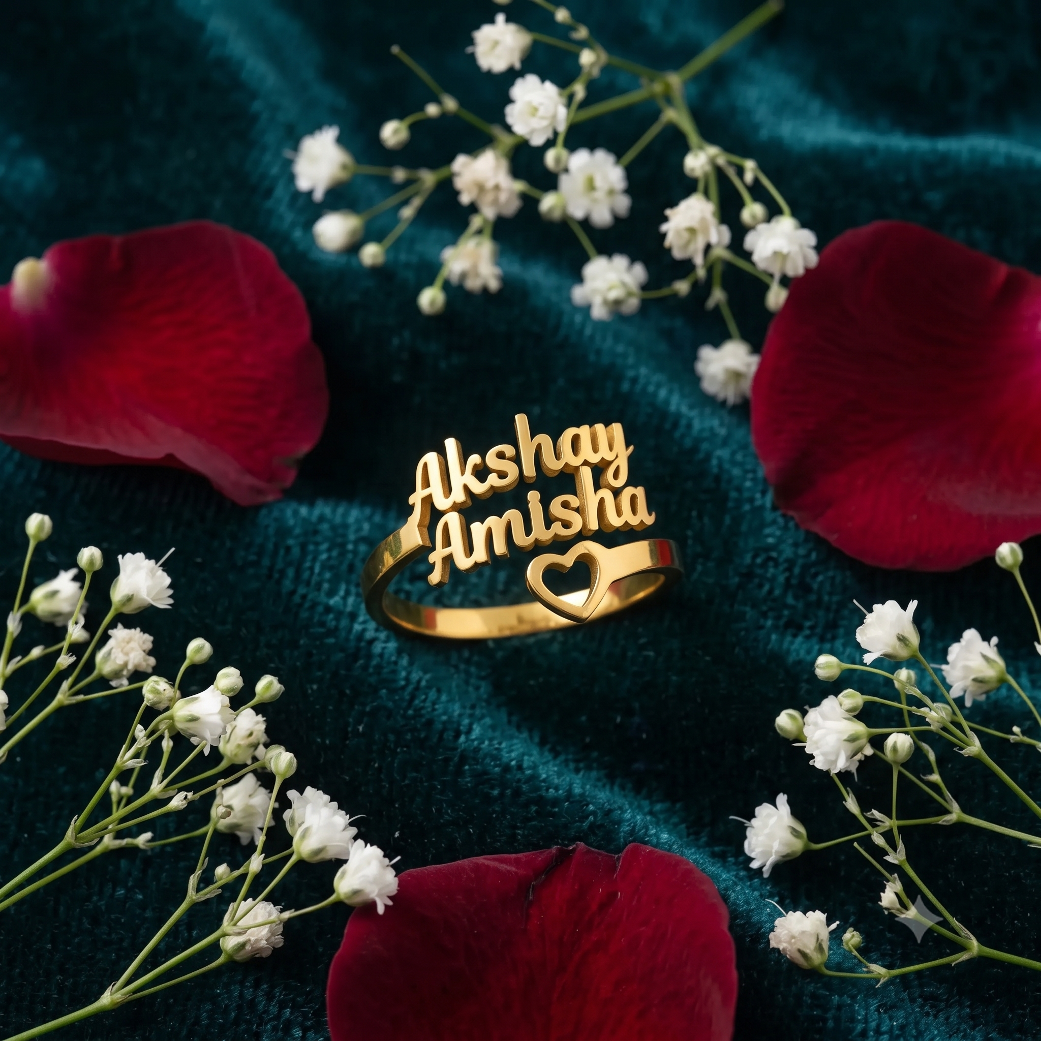 Personalized Two-Name Cutout Heart Bypass Ring