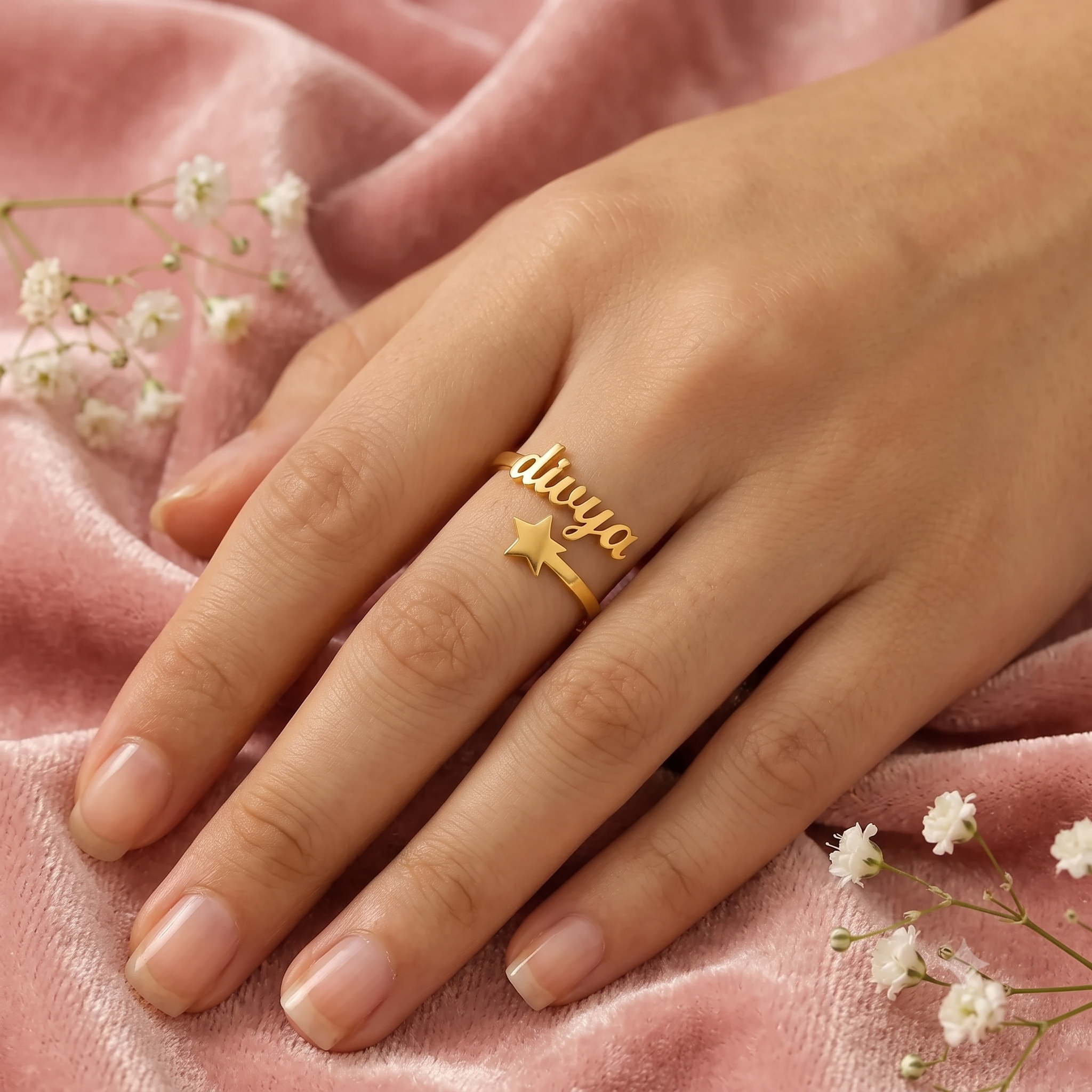 personalized star name wrap ring