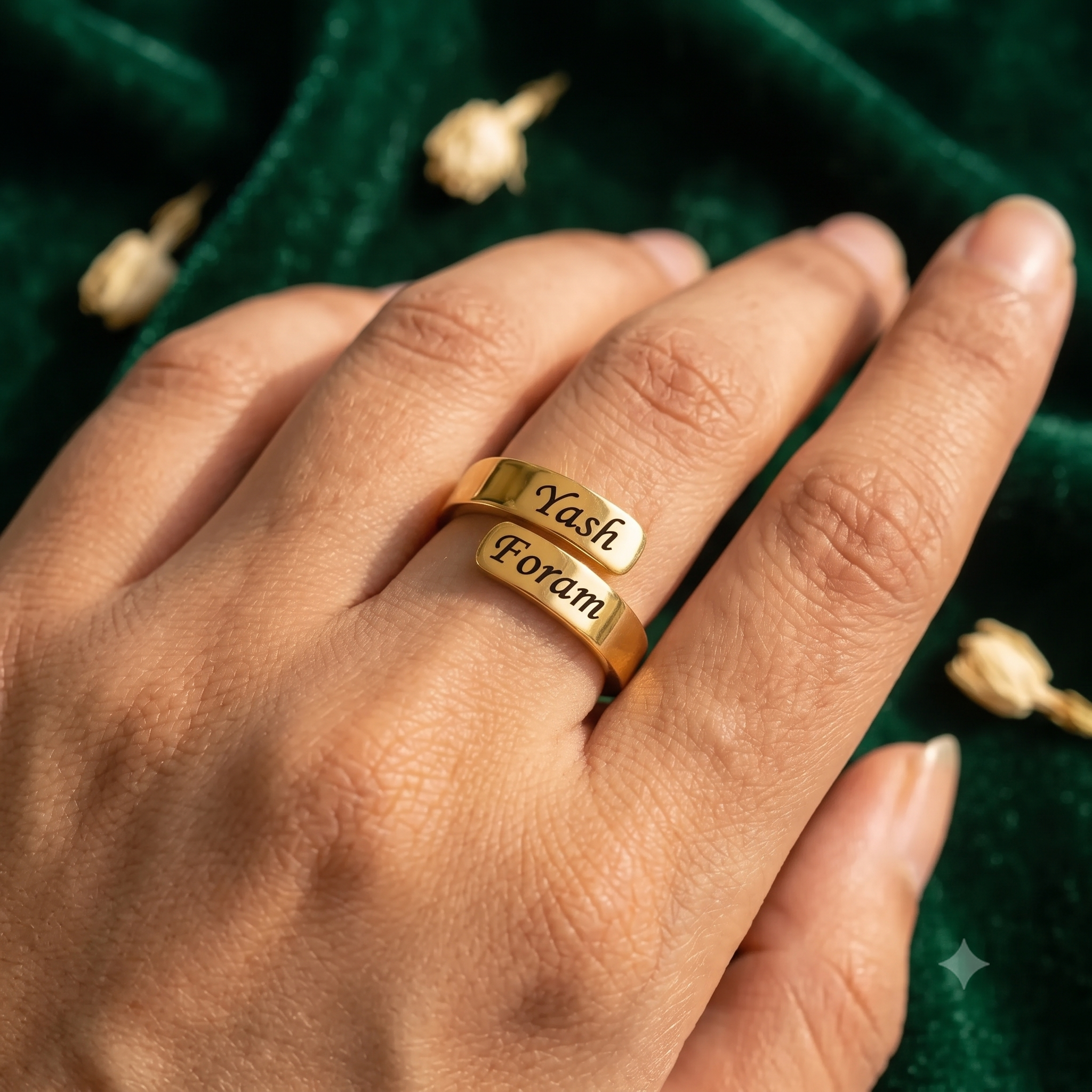 Personalized Two-Name Engraved Wrap Ring