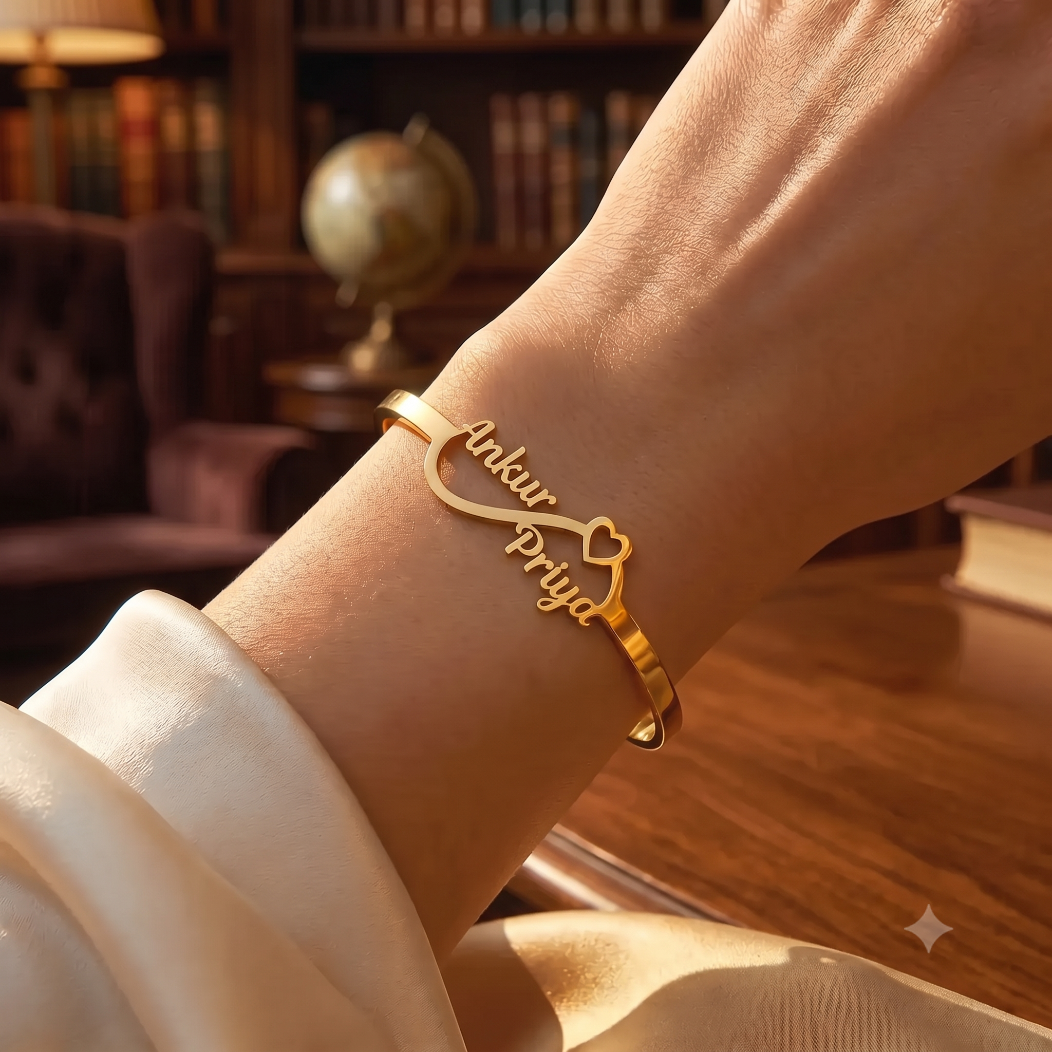 Personalized Couple Name Bracelet for Women | Gold Finish