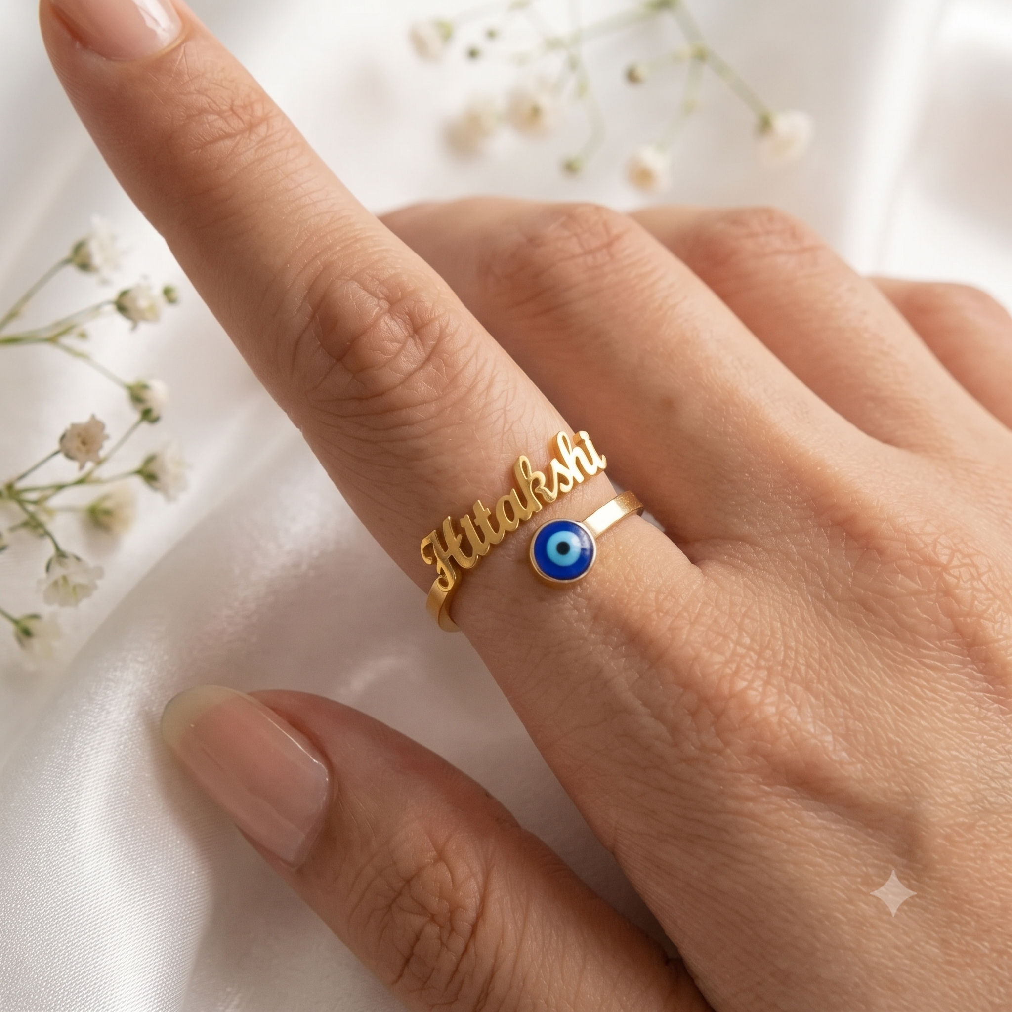 Personalized Evil Eye Name Ring