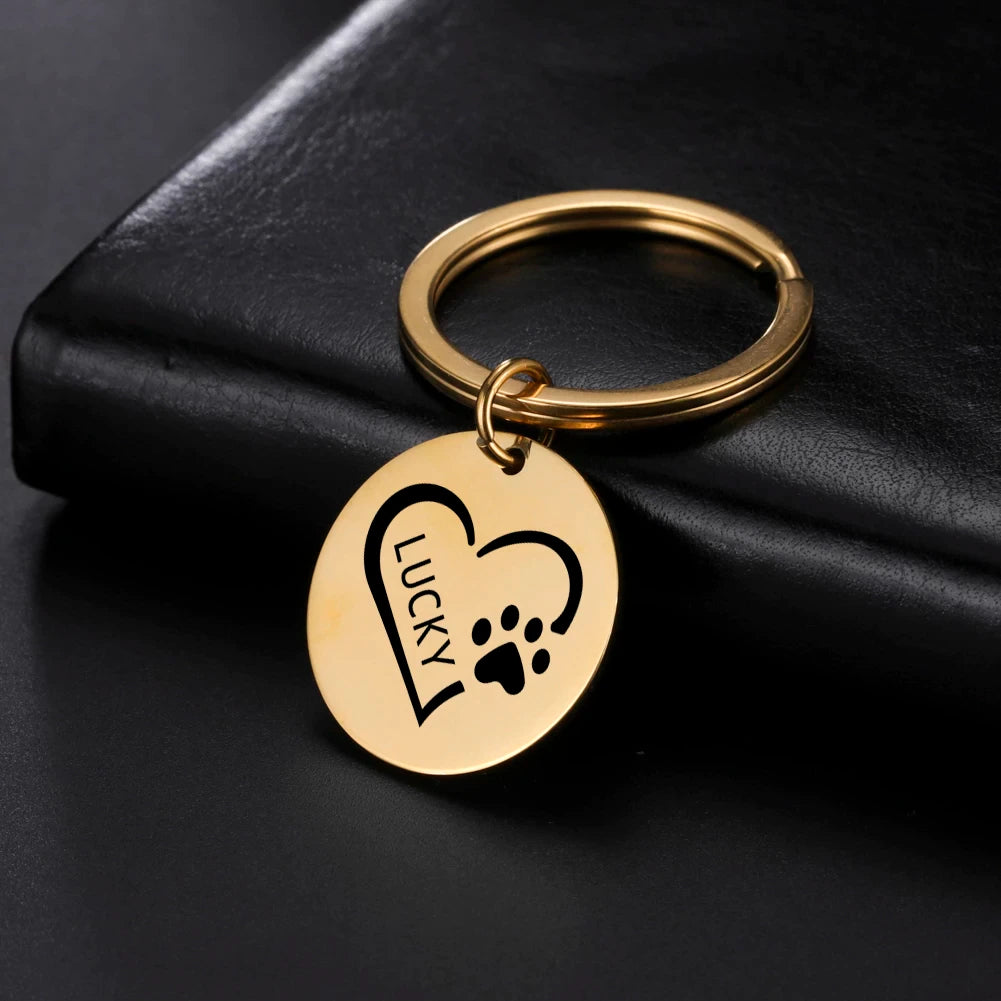 Personalized Pet Paw & Heart Name Keychain