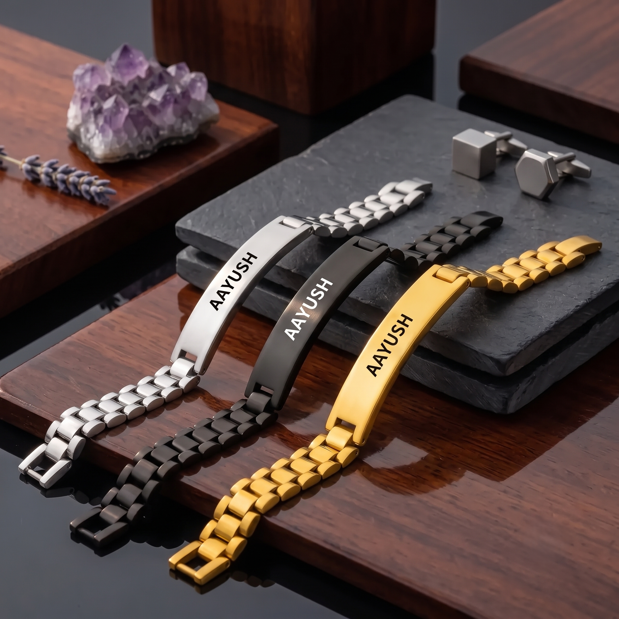 Personalized Name Link Bracelet for Men And Woman | Custom Engraved Bracelet