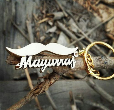 Personalized royal Mustache Name Keychain