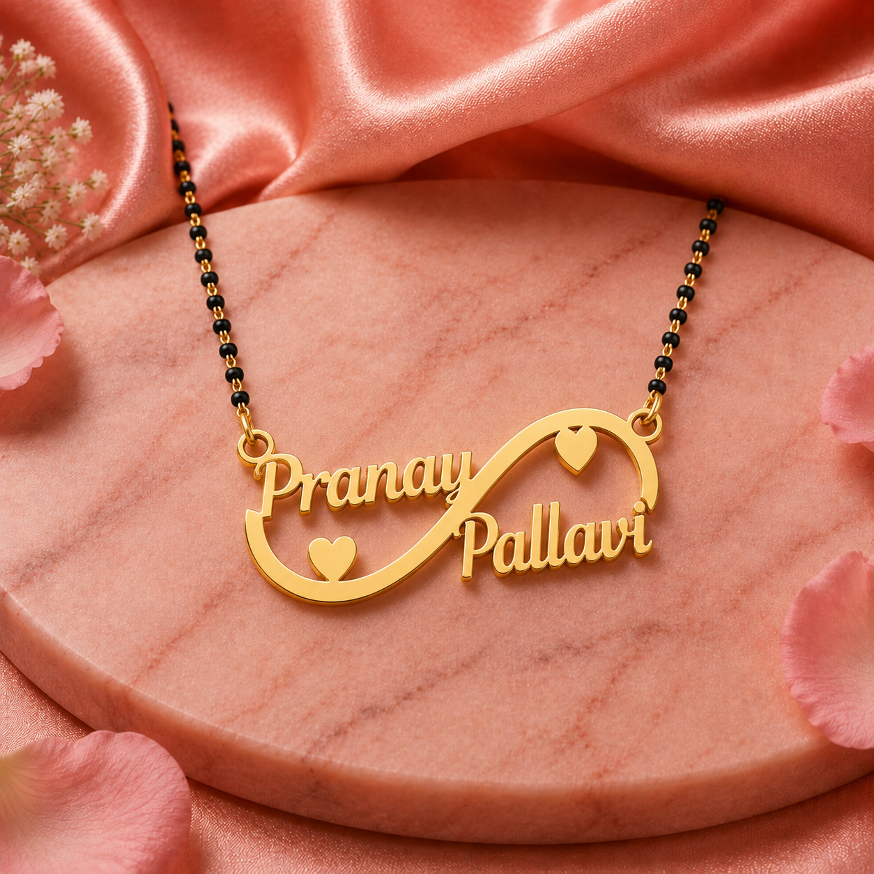Personalized Infinity Couple Name Mangalsutra with Heart Design