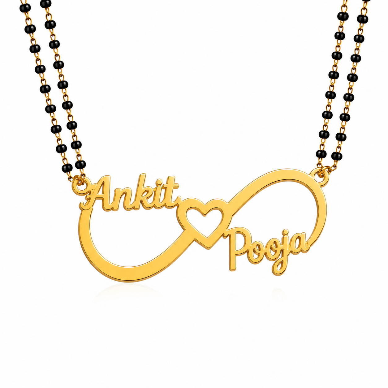 Personalized Infinity Heart Couple Name Mangalsutra Necklace