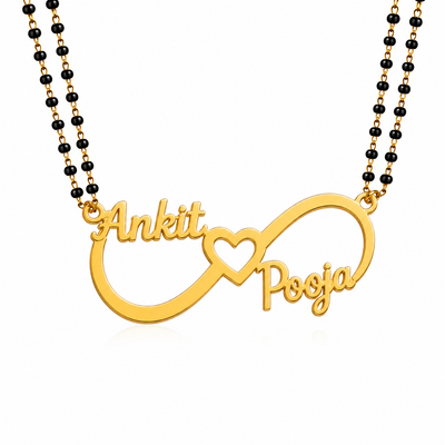 Personalized Infinity Heart Couple Name Mangalsutra Necklace