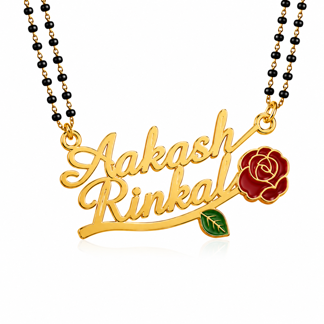Personalized Couple Name Mangalsutra with Rose Flower Design