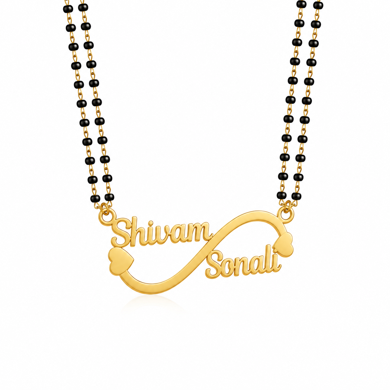 Personalized Infinity Couple Name Mangalsutra with Double Heart Design