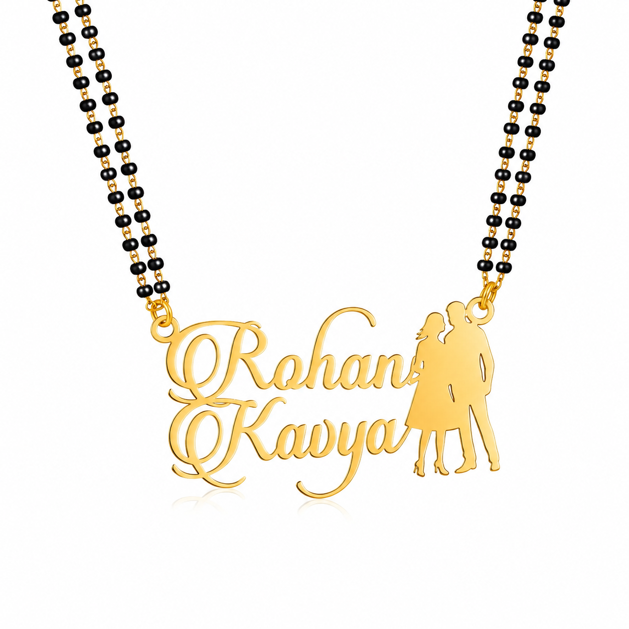 Personalized Couple Name Mangalsutra with Standing Couple Design