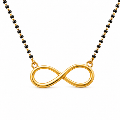 Infinity Mangalsutra Necklace for Women | Gold Tone Black Beads