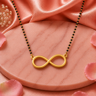 Infinity Mangalsutra Necklace for Women | Gold Tone Black Beads