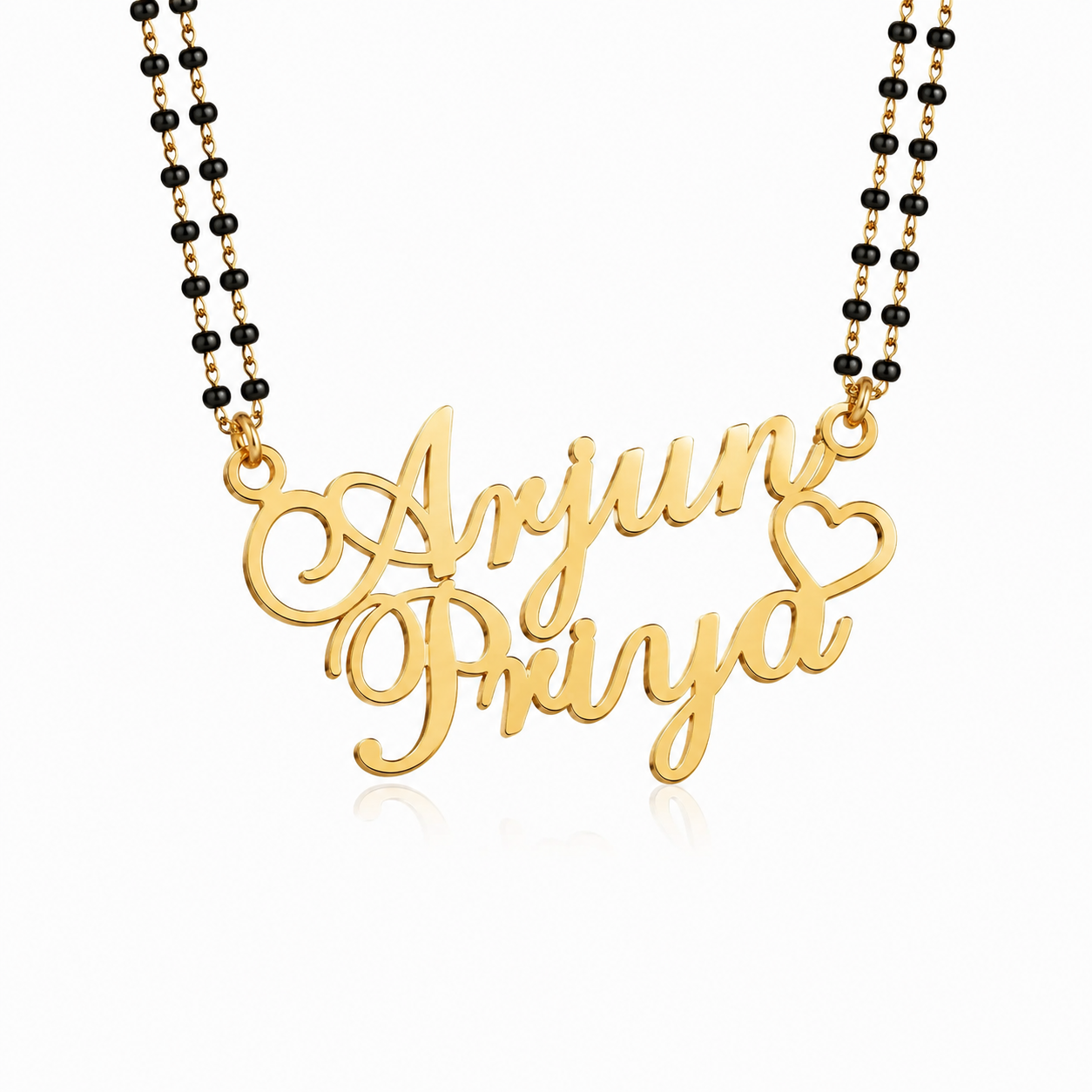Personalized Couple Name Mangalsutra Necklace – Custom Double Name Pendant
