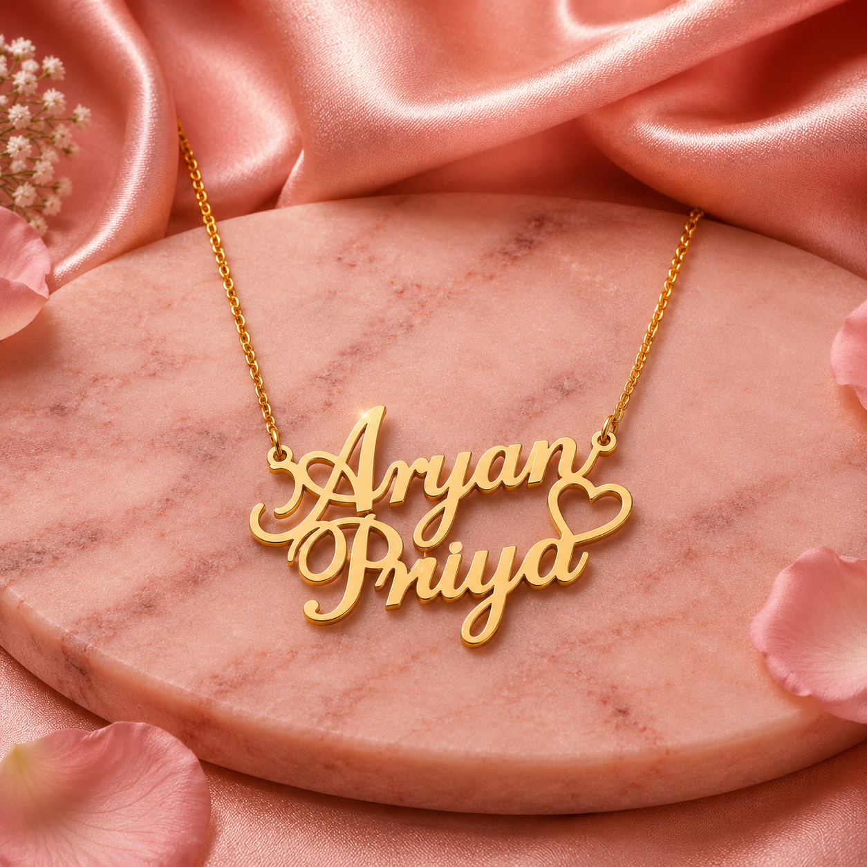 Personalized Couple Name Mangalsutra Necklace – Custom Double Name Pendant