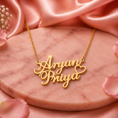 Personalized Couple Name Mangalsutra Necklace – Custom Double Name Pendant