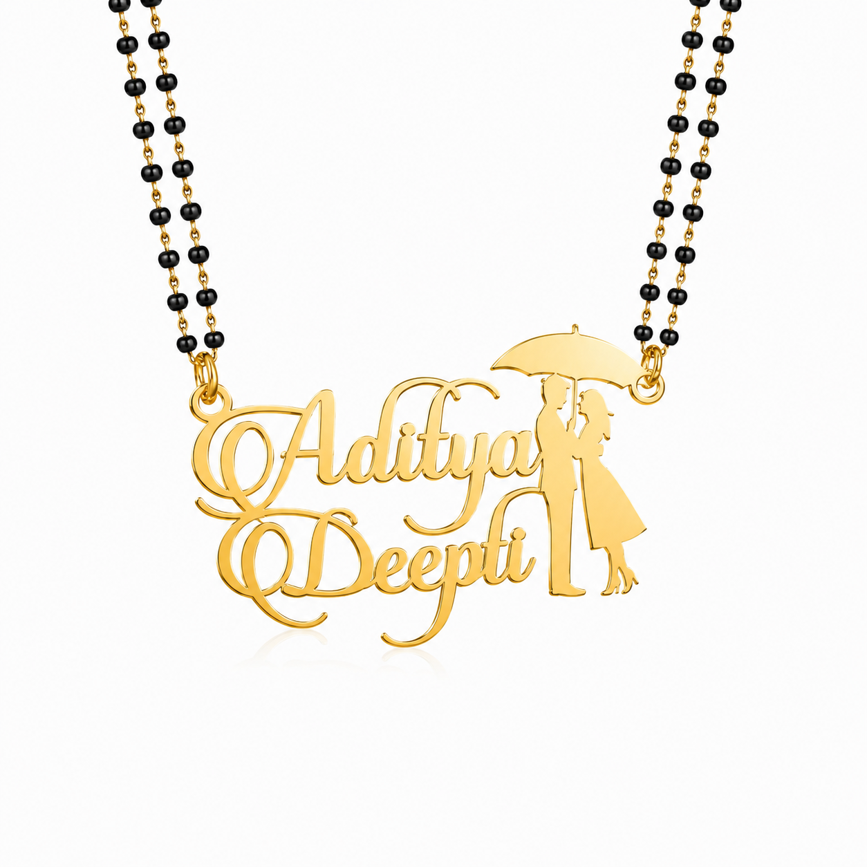 Personalized Couple Name Mangalsutra with Romantic Couple Pendant
