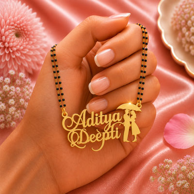 Personalized Couple Name Mangalsutra with Romantic Couple Pendant