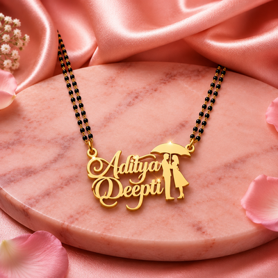 Personalized Couple Name Mangalsutra with Romantic Couple Pendant