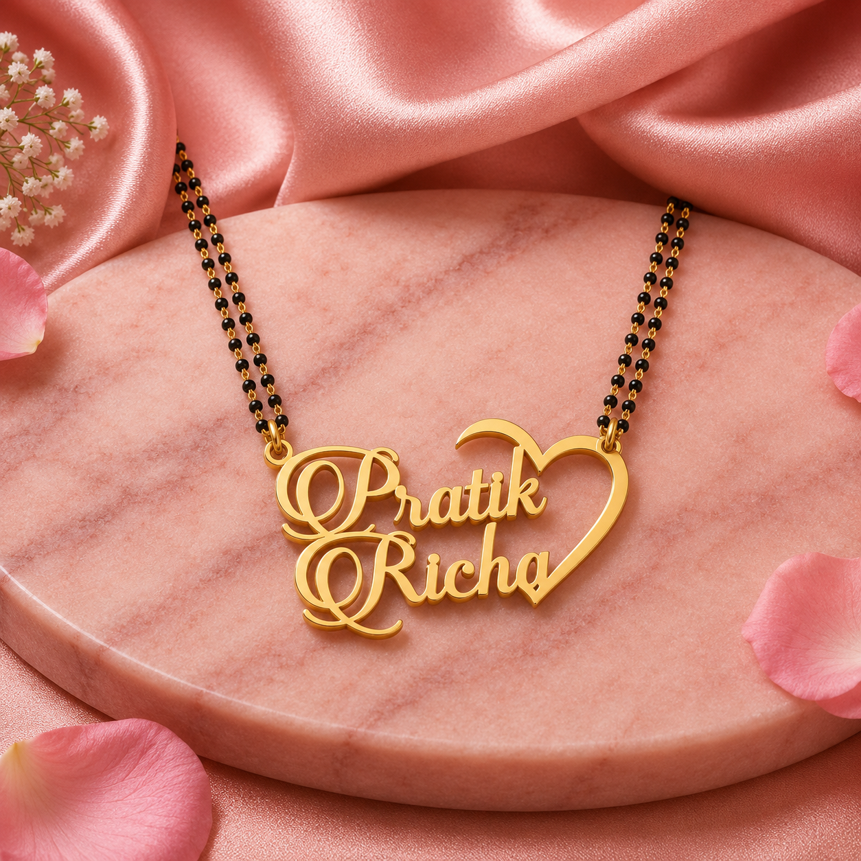 Personalized Couple Name Mangalsutra with Heart Design