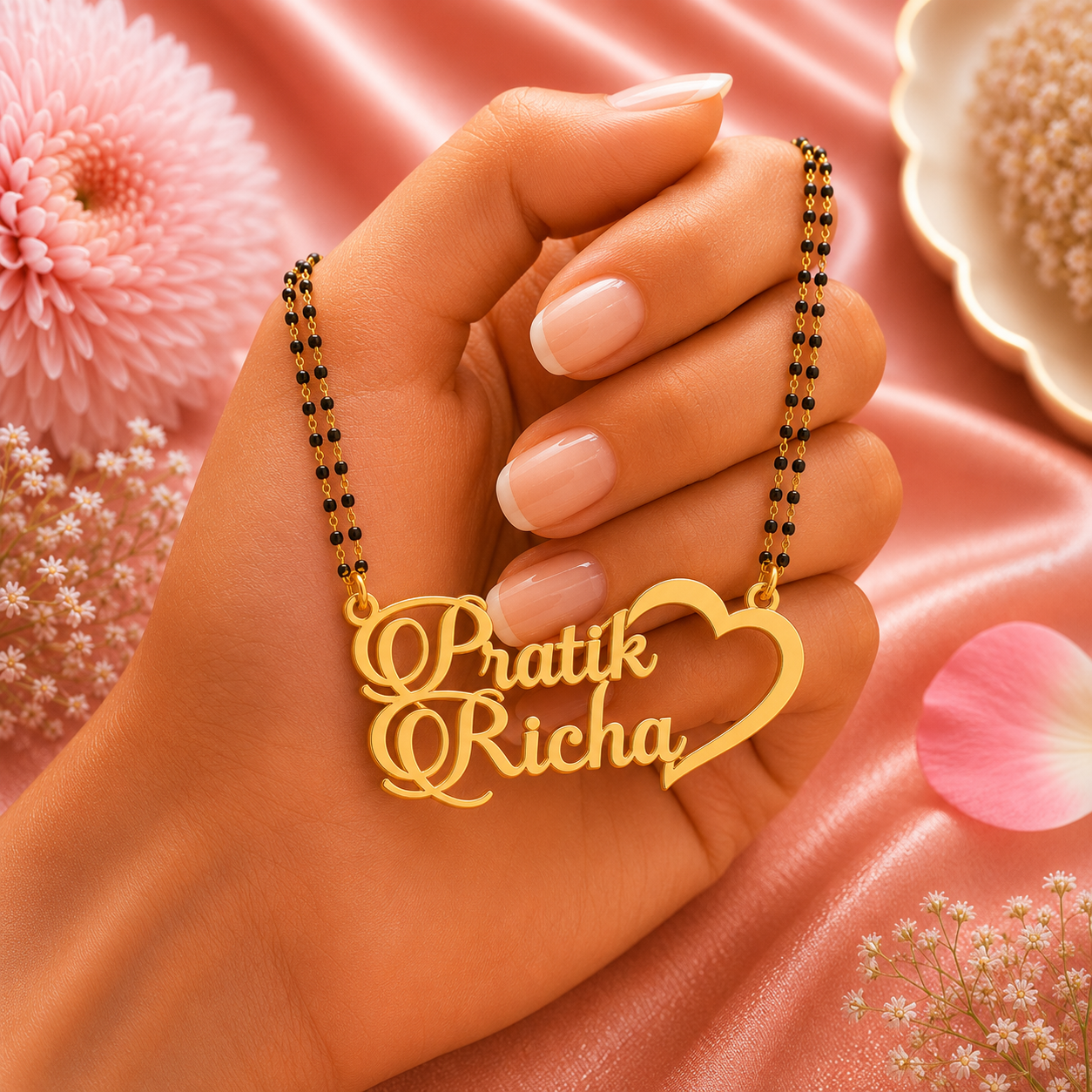Personalized Couple Name Mangalsutra with Heart Design