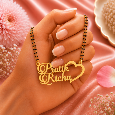 Personalized Couple Name Mangalsutra with Heart Design