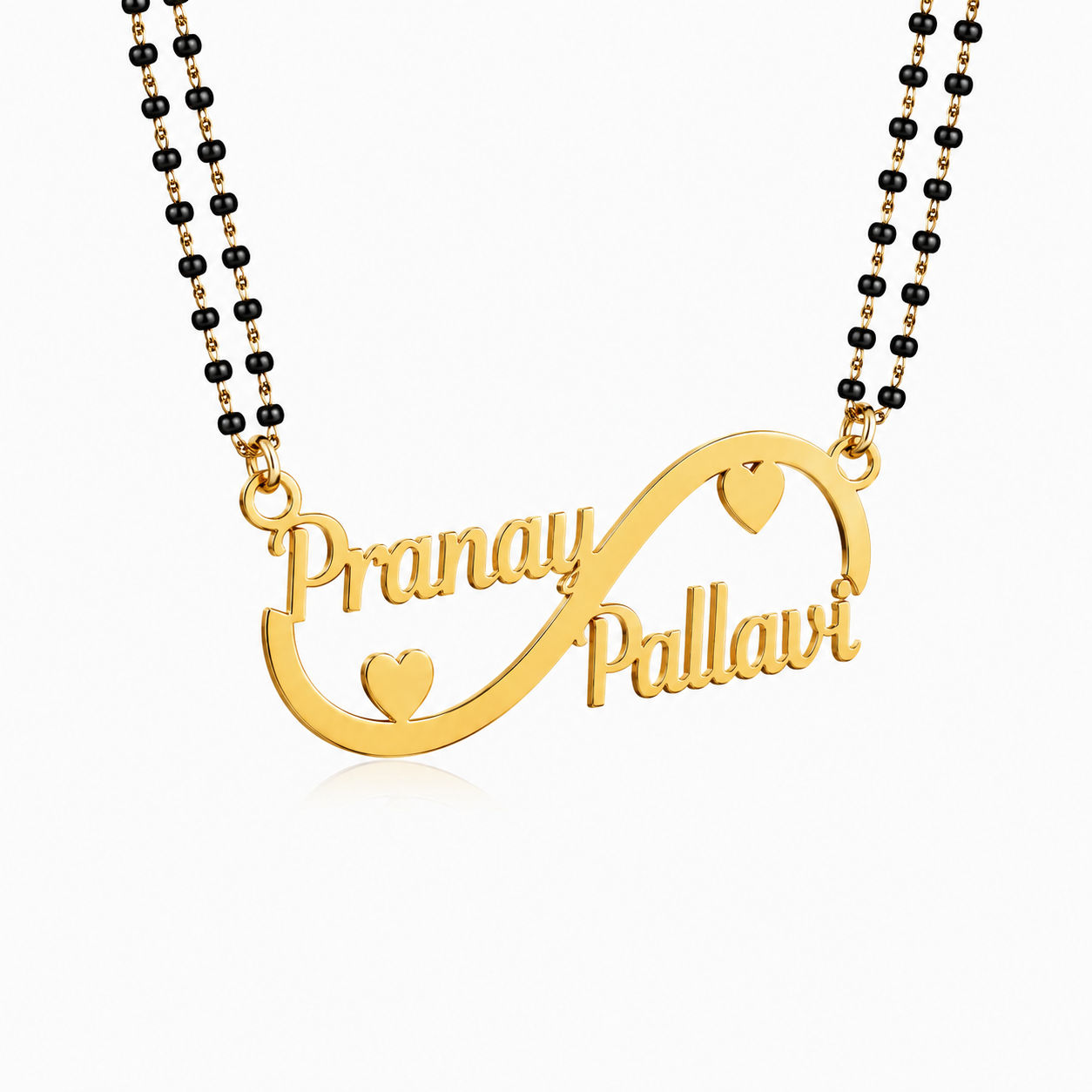 Personalized Infinity Couple Name Mangalsutra with Heart Design
