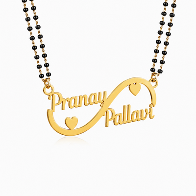 Personalized Infinity Couple Name Mangalsutra with Heart Design
