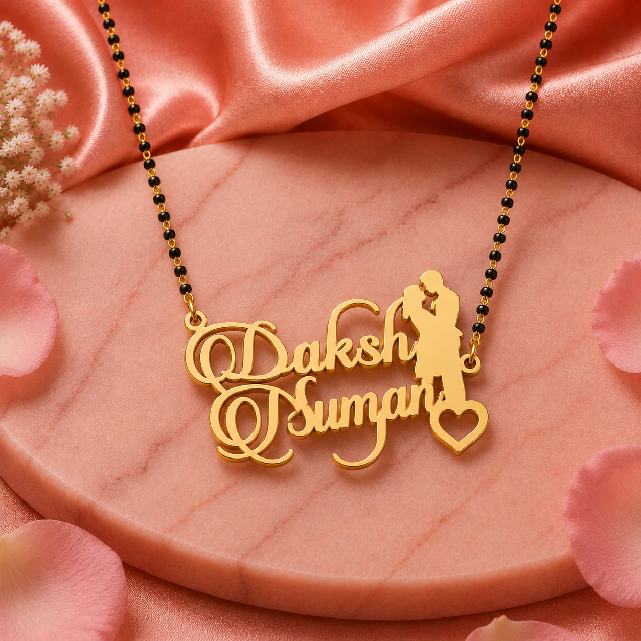 Personalized Couple Name Mangalsutra with Romantic Couple Design