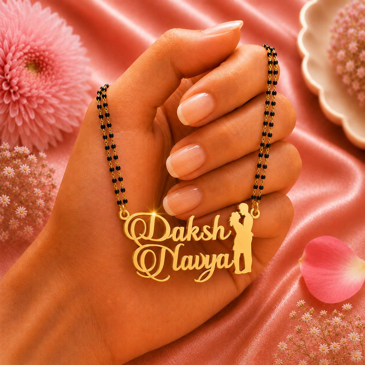 Personalized Couple Name Mangalsutra with Romantic Couple Design
