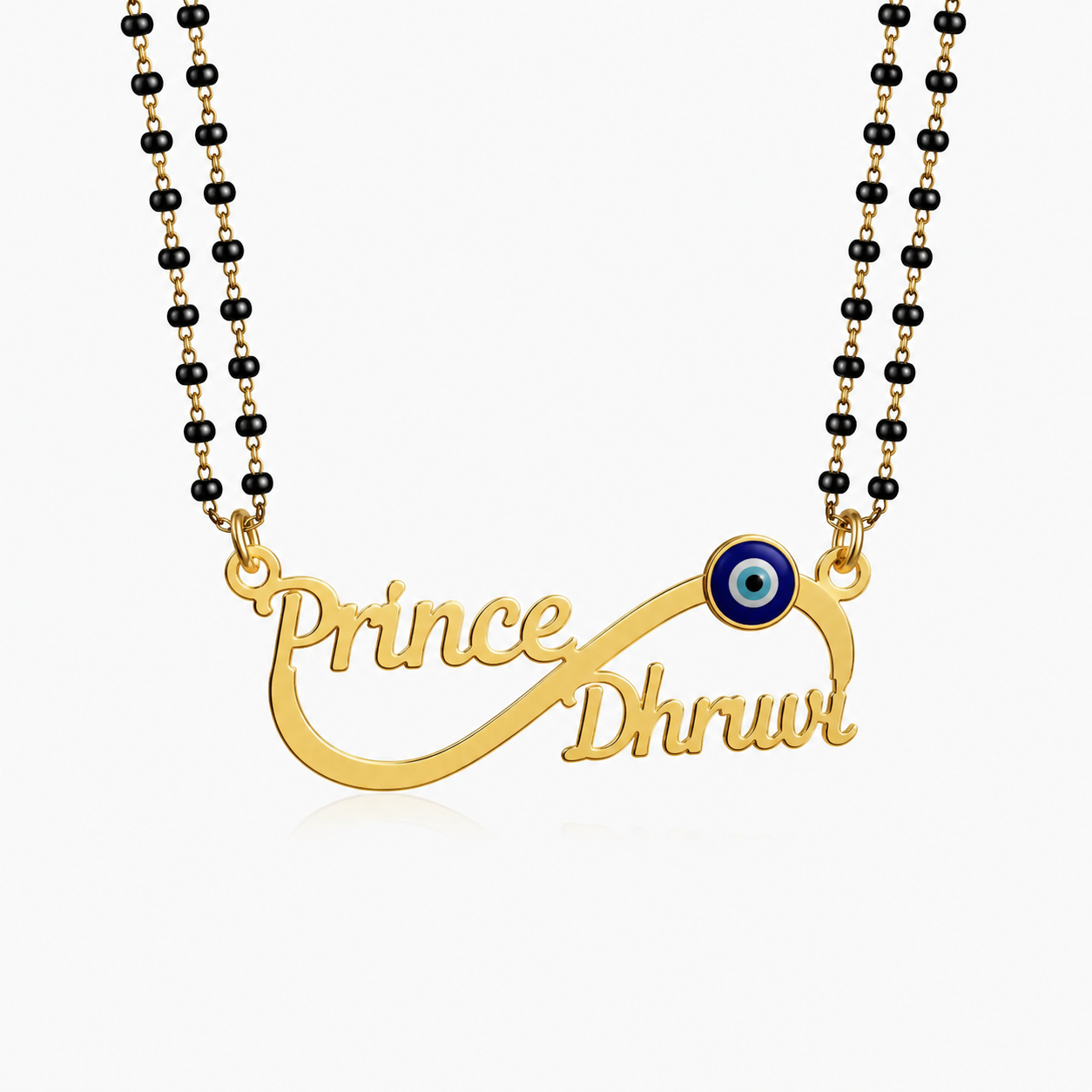 Personalized Infinity Name Mangalsutra with Evil Eye Charm