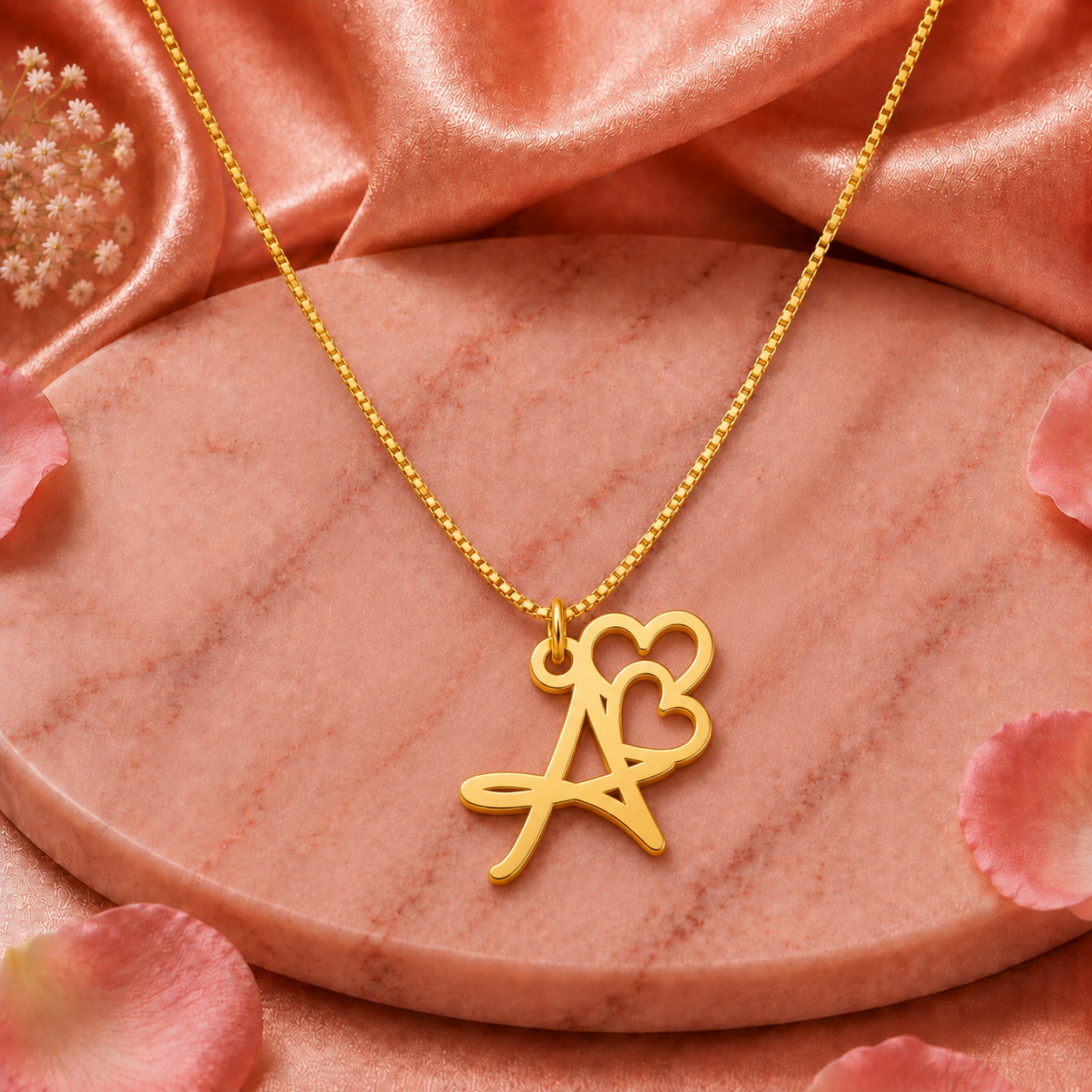 personalized initial doubleheart latter necklace