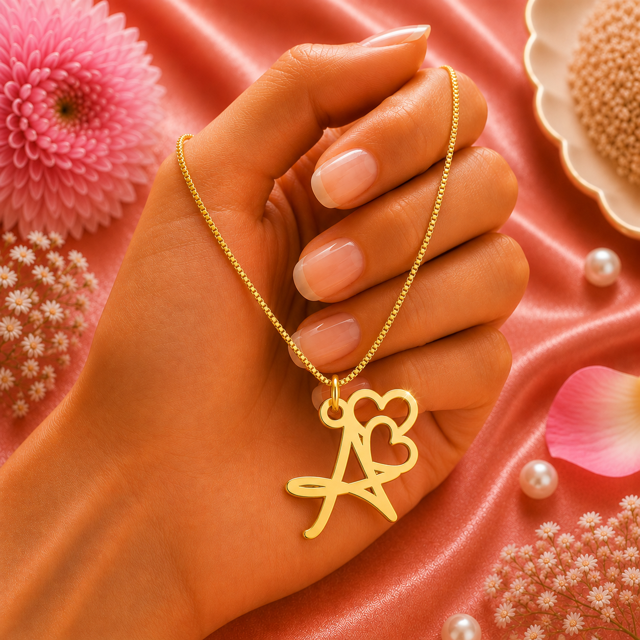 personalized initial doubleheart latter necklace