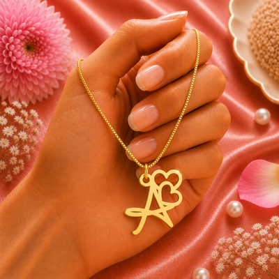 personalized initial doubleheart latter necklace