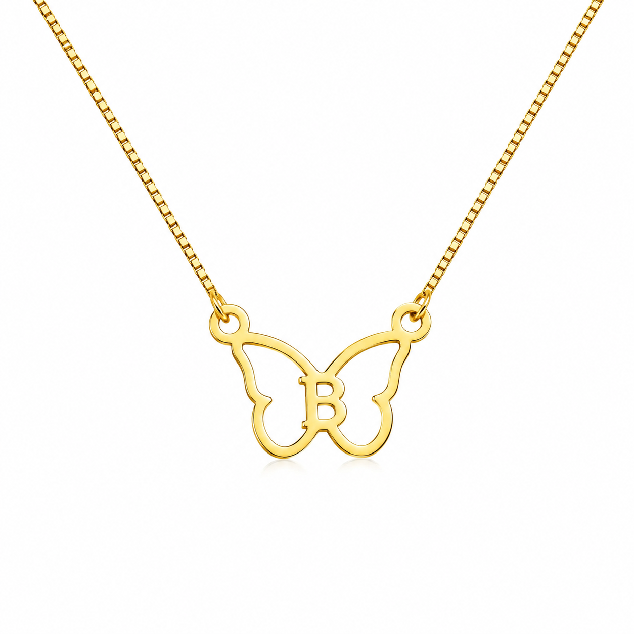 personalized butterfly initial latter necklace